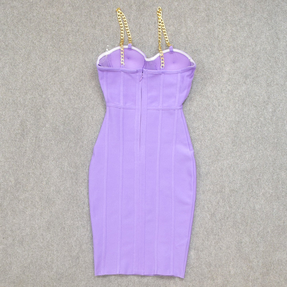 BEAUKEY Sexy Purple Spaghetti Summer Mesh HL Bandage Knee Length Women Party Red Bodycon Dress Padded Black Club Vestido Maxi XL