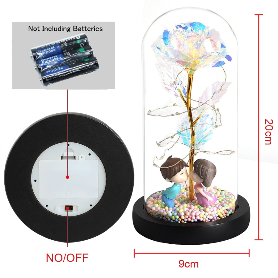 2020 LED Enchanted Galaxy Rose Eternal 24K Gold Foil Flower With Fairy String Lights In Dome For Christmas Valentine's Day Gift