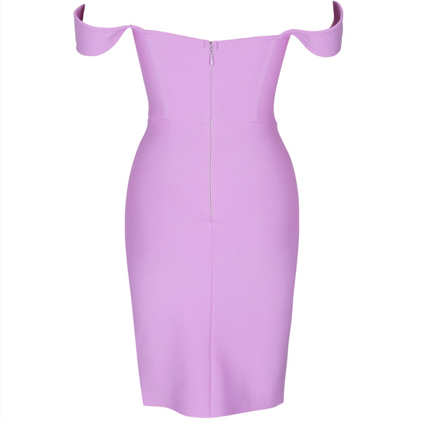 Bandage Dress 2021 Summer Lilac Purple Bodycon Dress  for Women Draped Off Shoulder Party Dress Evening Birthday Club Outfits
