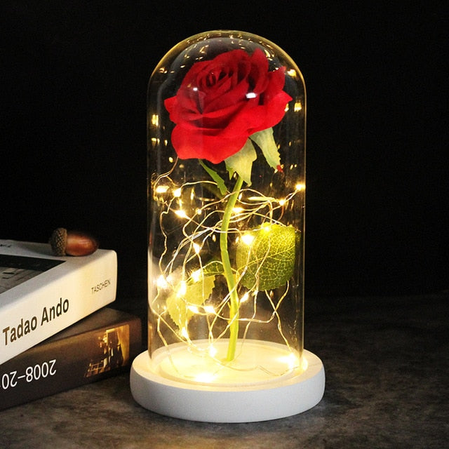 2020 LED Enchanted Galaxy Rose Eternal 24K Gold Foil Flower With Fairy String Lights In Dome For Christmas Valentine's Day Gift