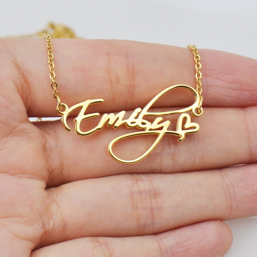 Fashion Cursive Name Necklaces With Crown Exquisite Heart Letter Choker Necklace Stainless Steel Women's Jewelry Christmas Gifts