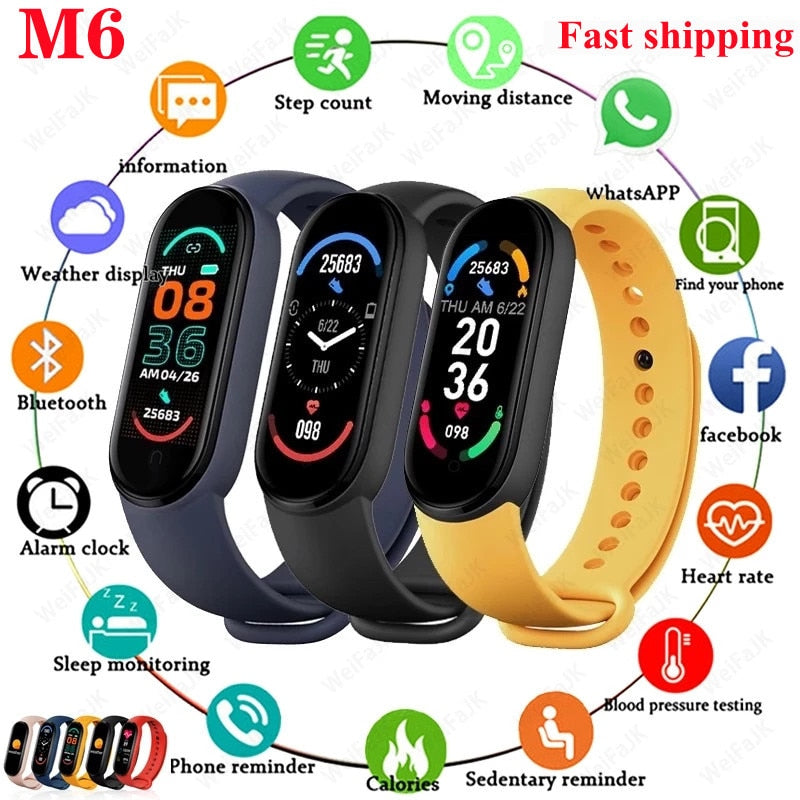 M6 Smart Bracelet Watches Men Women Smart Watch Heart Rate Fitness Tracking Sports Bracelet For Apple Xiaomi Android Smartwatch