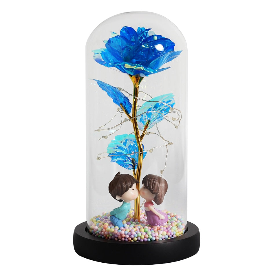 2020 LED Enchanted Galaxy Rose Eternal 24K Gold Foil Flower With Fairy String Lights In Dome For Christmas Valentine's Day Gift