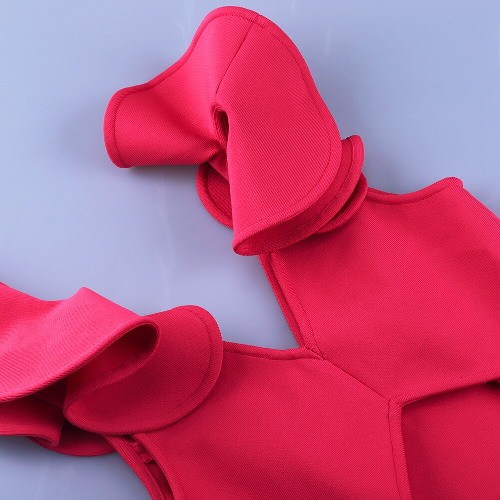 Bandage Dress 2021 New Arrival Summer Pink Bandage Dress Bodycon Women Ruffles Sexy Party Dress Evening Club Birthday Outfits