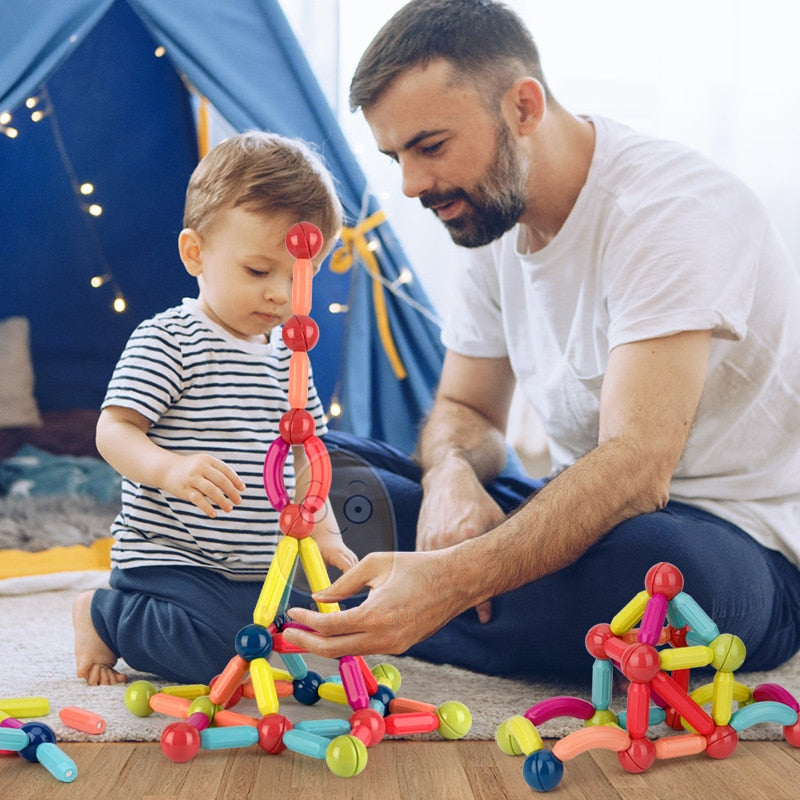 Kids Magnetic Constructor Block Designer Set Magnet Stick Rod Building Blocks Montessori Educational Toys For Children Boy Girl