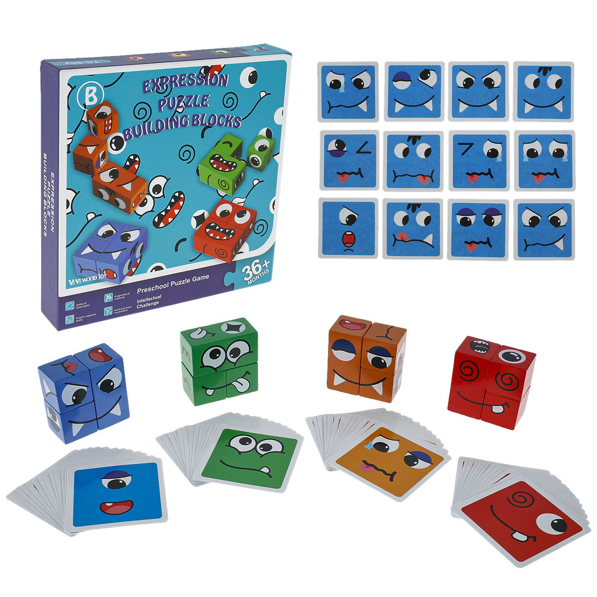 Face Changing Cube Building Blocks for Children Funny Expression Puzzle Colorful Jigsaw Toy Educational Board Game Puzzle Toys