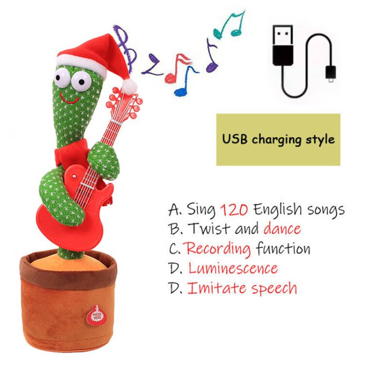 Christmas Gifts  Dancing Cactus Electron Plush Toy Soft Plush Doll Babies Cactus That Can Sing And Dance Voice Interactive Bled