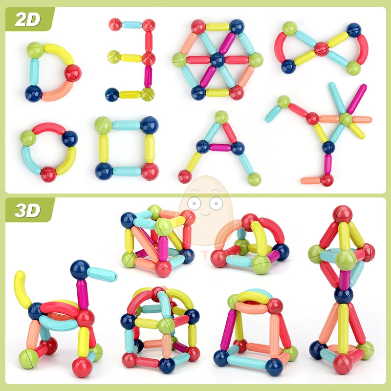 Kids Magnetic Constructor Block Designer Set Magnet Stick Rod Building Blocks Montessori Educational Toys For Children Boy Girl
