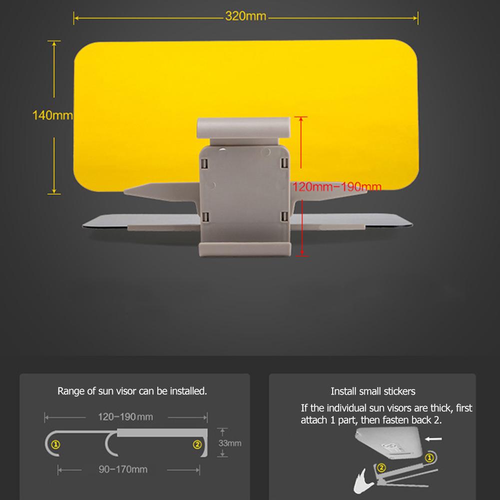 2 in 1 Car Sun Visor HD Anti Sunlight Dazzling Goggle Day Night Anti Glare Vision Driving Mirror UV Fold Flip Down Clear View