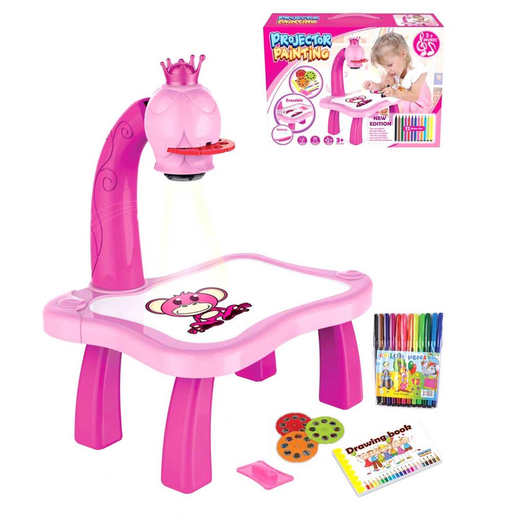 Children Led Projector Art Drawing Table Toys Kids Painting Board Desk writing Crafts Educational Learning Tools Toy for Girls