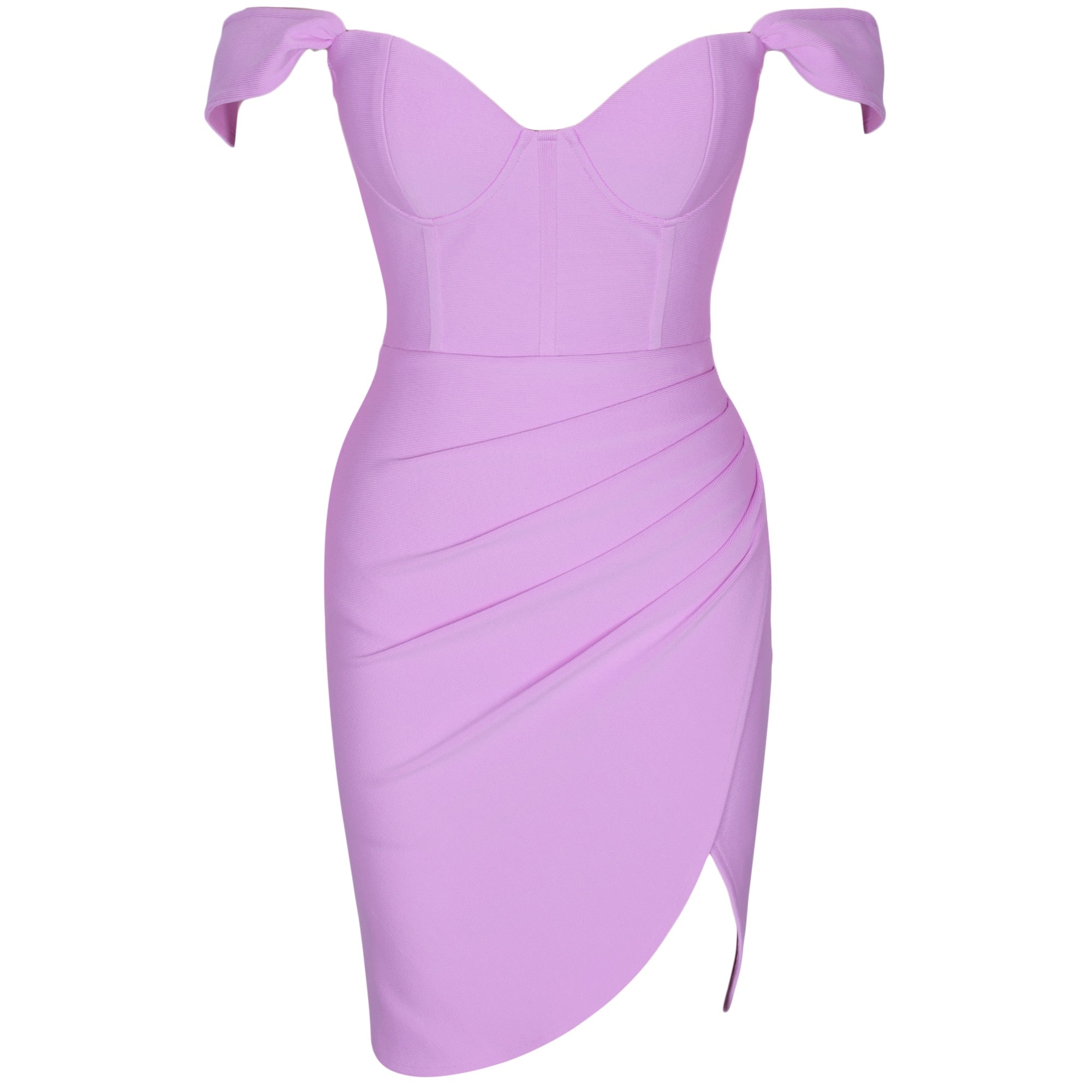 Bandage Dress 2021 Summer Lilac Purple Bodycon Dress  for Women Draped Off Shoulder Party Dress Evening Birthday Club Outfits