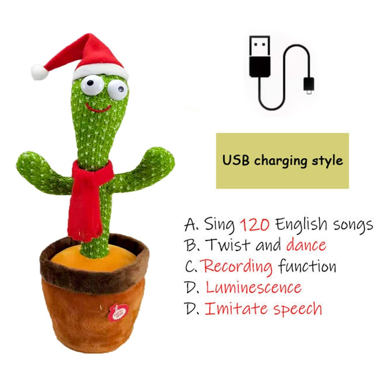 Christmas Gifts  Dancing Cactus Electron Plush Toy Soft Plush Doll Babies Cactus That Can Sing And Dance Voice Interactive Bled