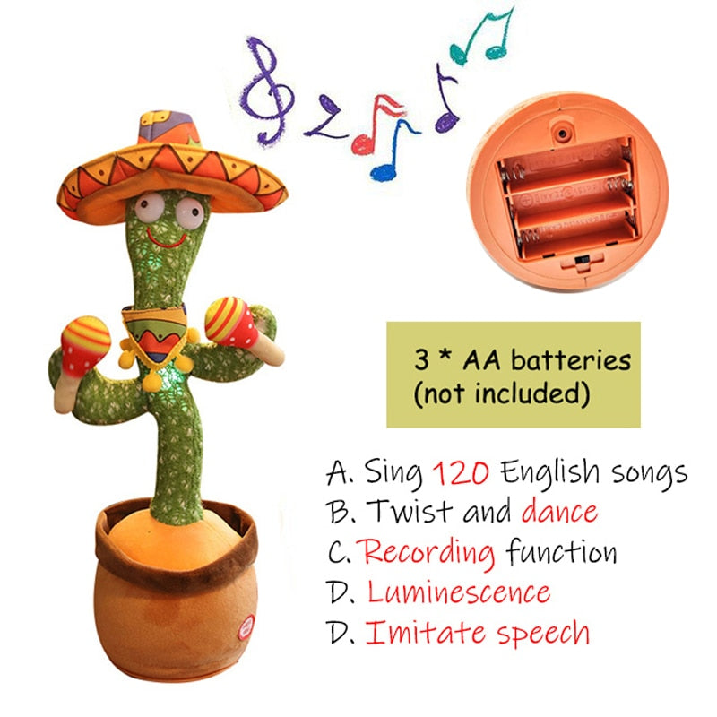 Christmas Gifts  Dancing Cactus Electron Plush Toy Soft Plush Doll Babies Cactus That Can Sing And Dance Voice Interactive Bled