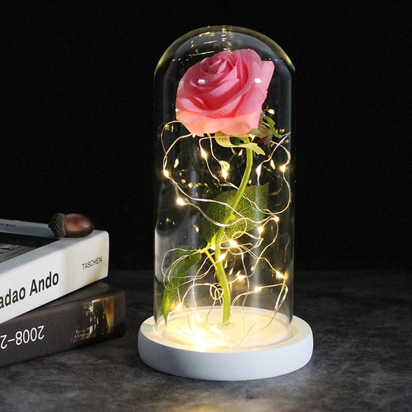 2020 LED Enchanted Galaxy Rose Eternal 24K Gold Foil Flower With Fairy String Lights In Dome For Christmas Valentine's Day Gift
