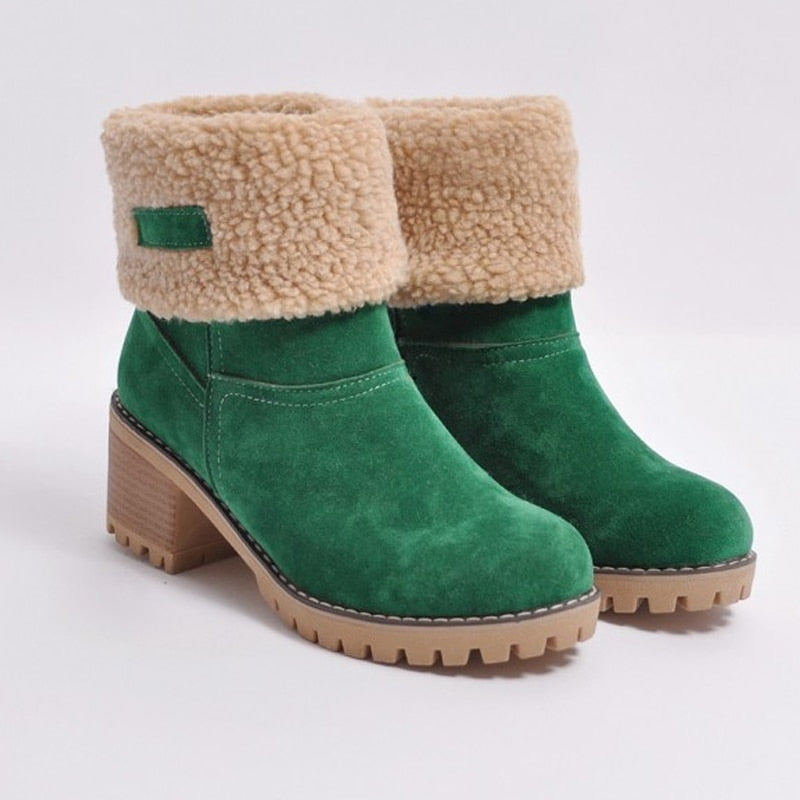 Women Winter Fur Warm Snow Boots Ladies Warm Wool Booties Ankle Boot Comfortable Shoes Plus Size 35-43 Casual Women Mid Boots