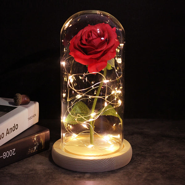 2020 LED Enchanted Galaxy Rose Eternal 24K Gold Foil Flower With Fairy String Lights In Dome For Christmas Valentine's Day Gift
