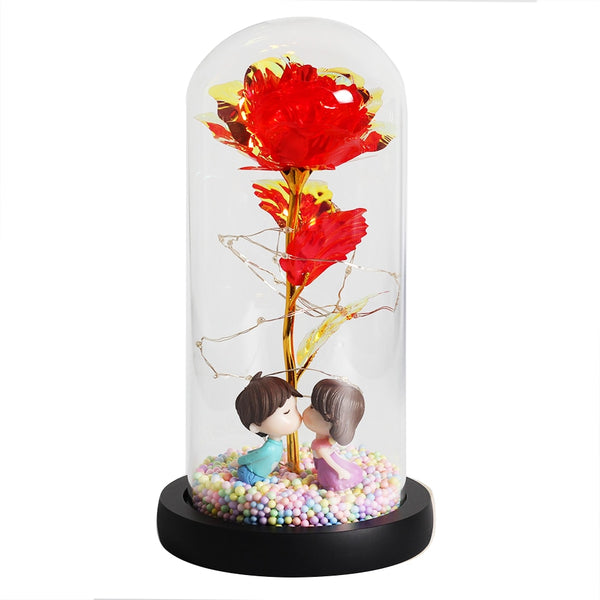 2020 LED Enchanted Galaxy Rose Eternal 24K Gold Foil Flower With Fairy String Lights In Dome For Christmas Valentine's Day Gift