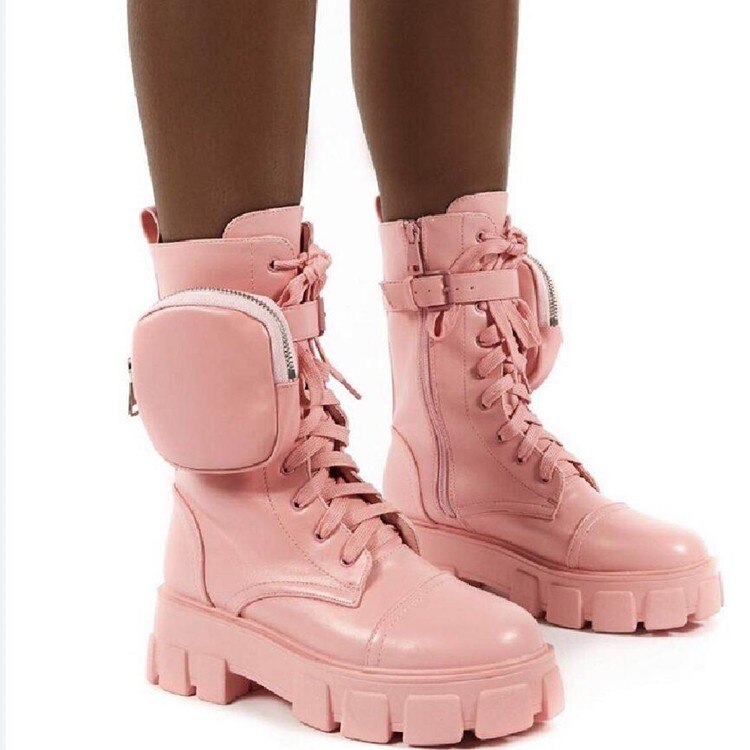 Fashion Platform Boots Women Chunky Heels Ankle Boots Autumn Winter Motorcycle Female Botas Mujer Plus Size 35-43 Botas Mujer