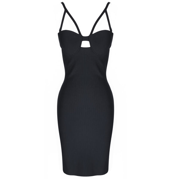 Bandage Dress 2021 New Arrival Black Spaghetti Bandage Dress Bodycon Women Summer Sexy Cut Out Club Evening Party Dresses