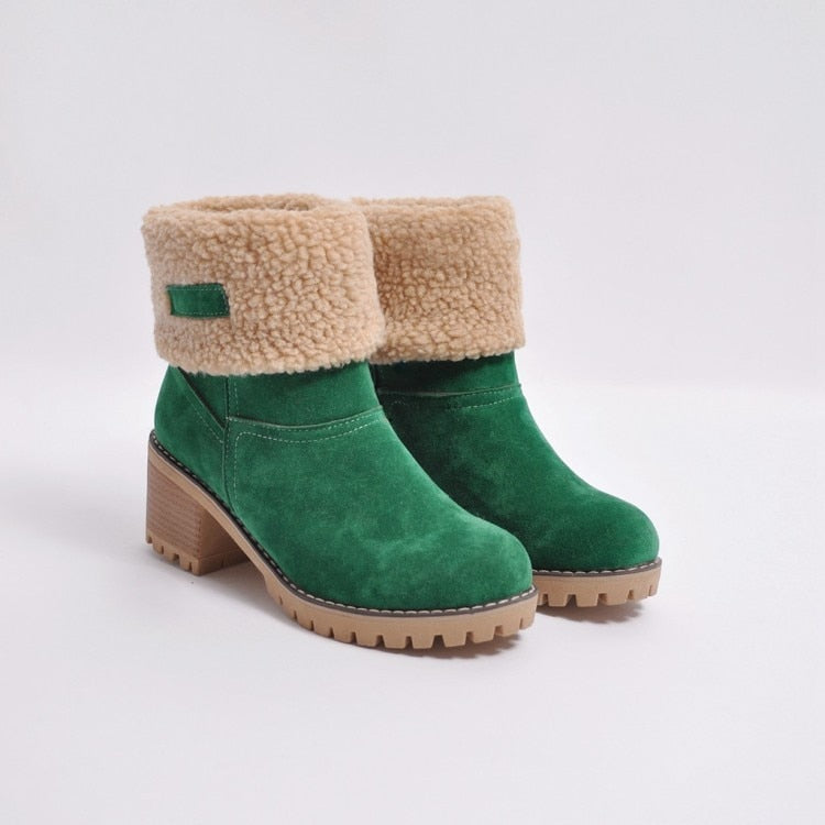 Women Winter Fur Warm Snow Boots Ladies Warm Wool Booties Ankle Boot Comfortable Shoes Plus Size 35-43 Casual Women Mid Boots