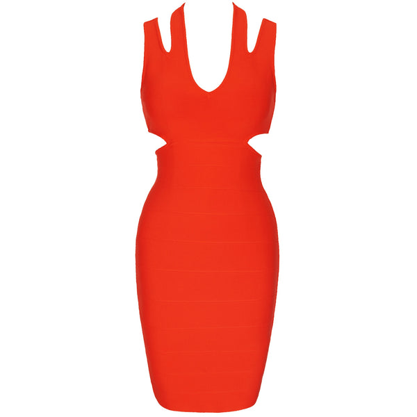 bandage dress 2021 summer red bodycon dress for women sexy halter cut out club evenning celebrity party dresses high quality