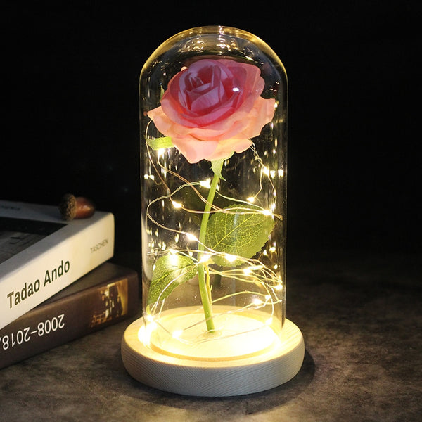 2020 LED Enchanted Galaxy Rose Eternal 24K Gold Foil Flower With Fairy String Lights In Dome For Christmas Valentine's Day Gift