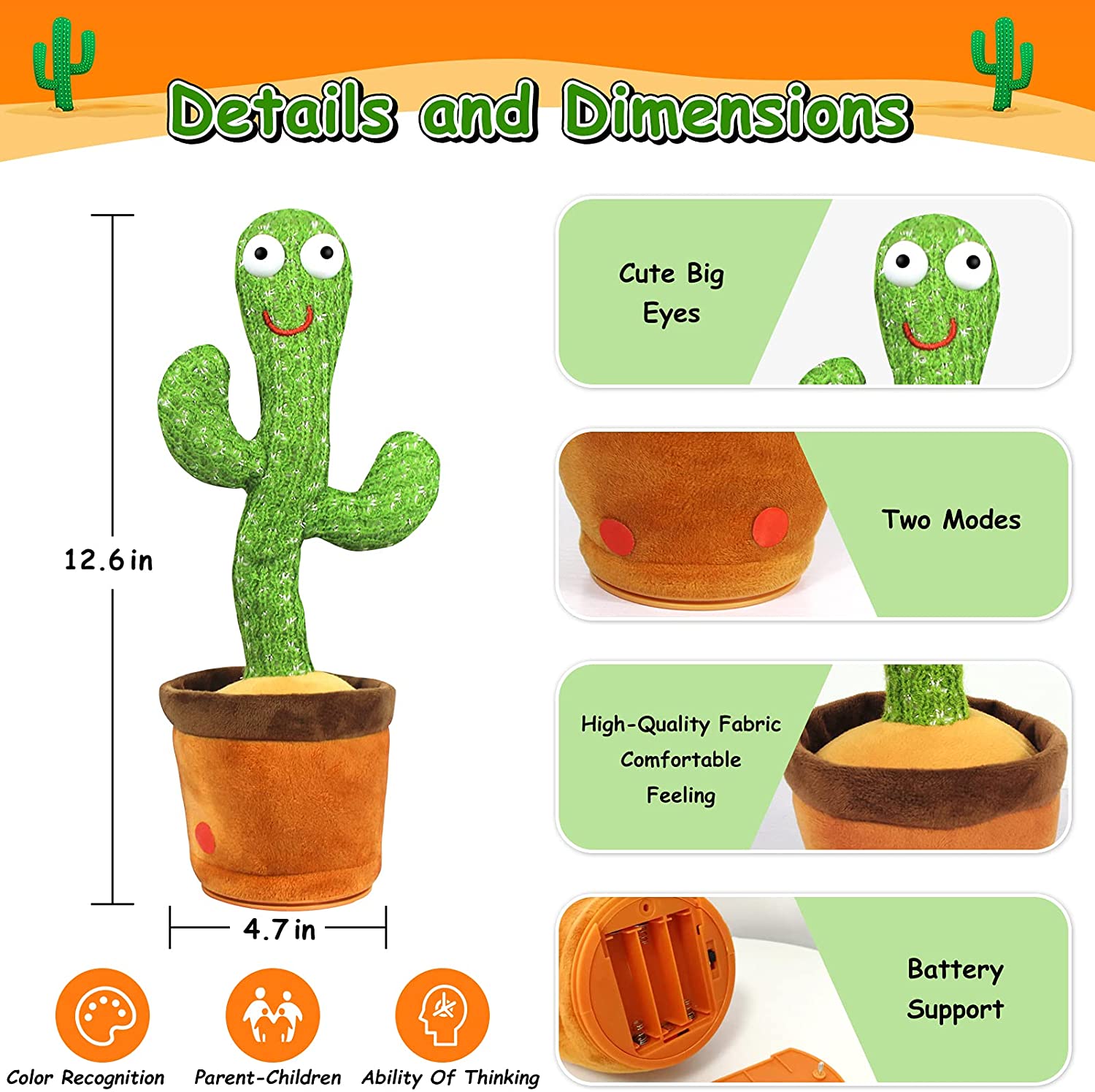 Christmas Gifts  Dancing Cactus Electron Plush Toy Soft Plush Doll Babies Cactus That Can Sing And Dance Voice Interactive Bled