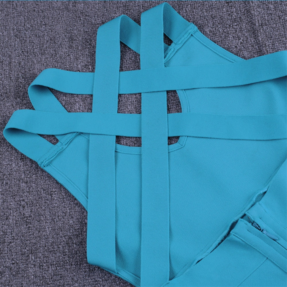 bandage dress 2021 summer blue bodycon dress for women sexy  mini club evenning celebrity party dresses high quality vestidos