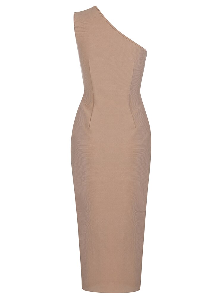 Striped One Shoulder Bandage Dress for New Year 2022 Women Yellow Bandage Dress Bodycon Sexy Party Dresses Evening Club Outfits