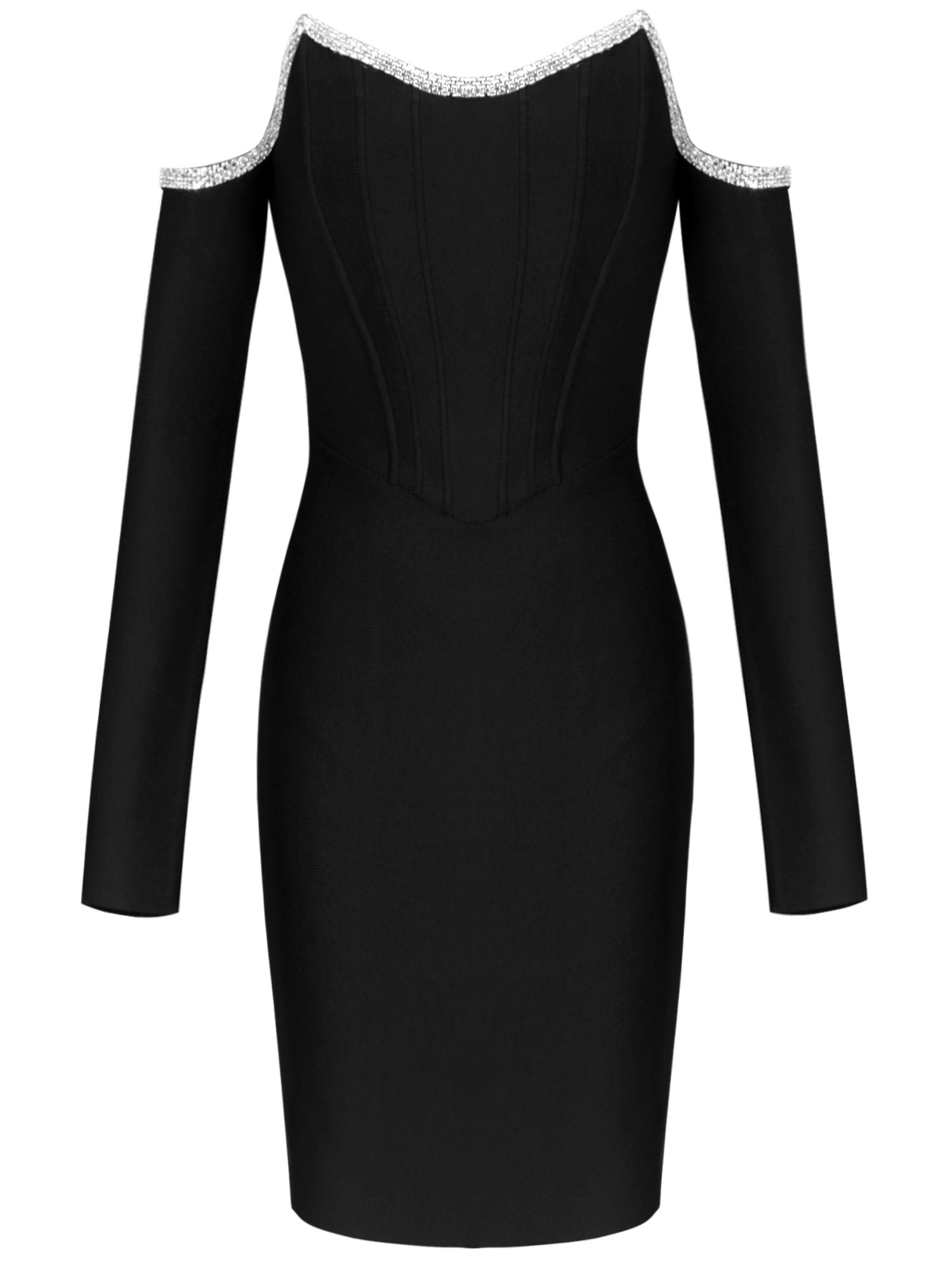 Bandage Dress Long Sleeve Black Bandage Dress 2021 New Arrival Women Mini Crystal Sexy Off Shoulder Bodycon Club Party Dress