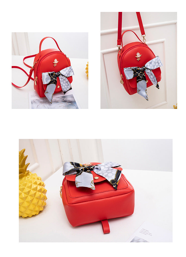Fashion Messenger Silk Scarf Double Shoulder Female Backpack
