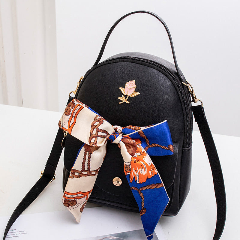 Fashion Messenger Silk Scarf Double Shoulder Female Backpack
